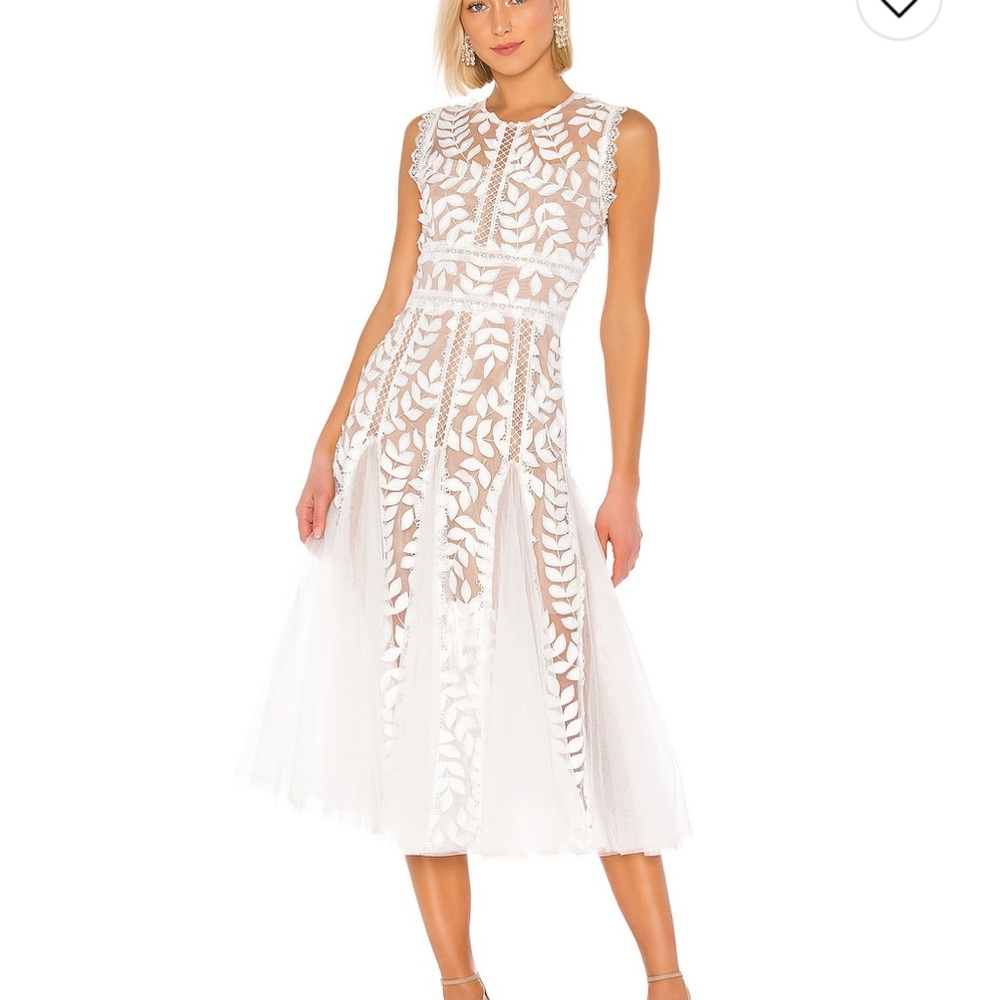 Bronx and Banco White A-line Midi Dress for Weddings